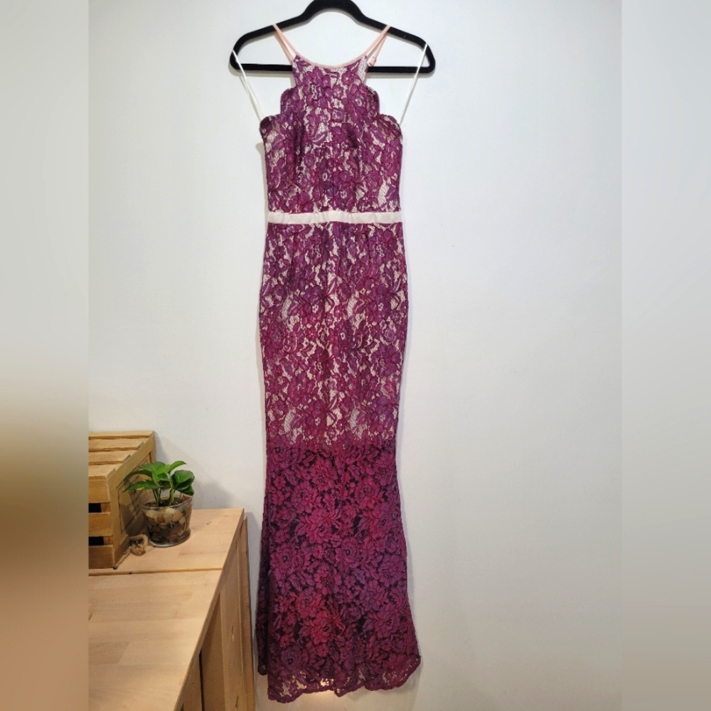 Lulu's Wine Lace Sleeveless Adjustable Straps Dress